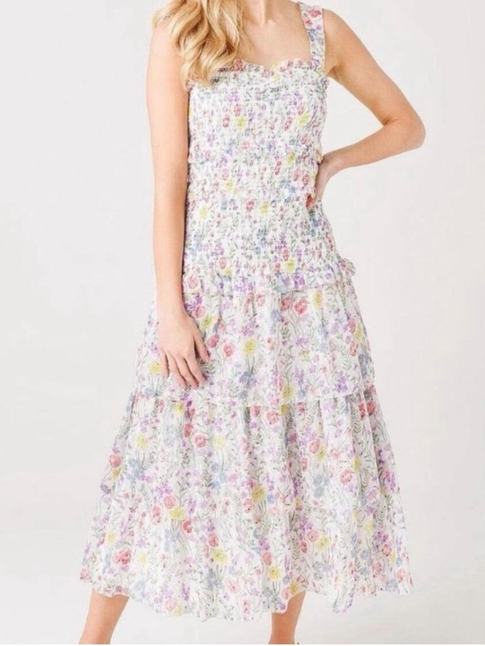 Saylor Women’s Leanna Tiered Floral Midi Dress Size Medium